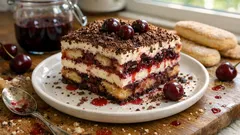 Tiramisù alle amarene senza caffè: la variante fresca che si prepara in anticipo