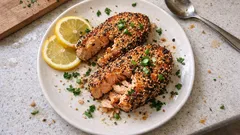 Salmone in crosta di sesamo in friggitrice ad aria: croccante fuori, succoso dentro