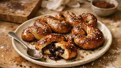 Tahinopite al cioccolato: soffici dentro, con un ripieno cremoso e speziato