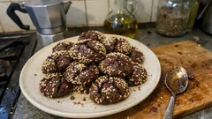 Biscotti al cioccolato e tahina: morbidi dentro, croccanti al sesamo