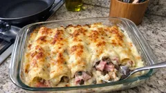 Cannelloni funghi e prosciutto: cremosi e gratinati, pronti in 30 minuti